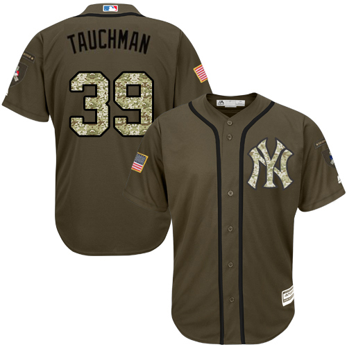 Yankees #39 Mike Tauchman Green Salute to Service Stitched Youth MLB Jersey